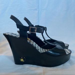 Black Harajuku Lovers Wedge Sandals - Size 9